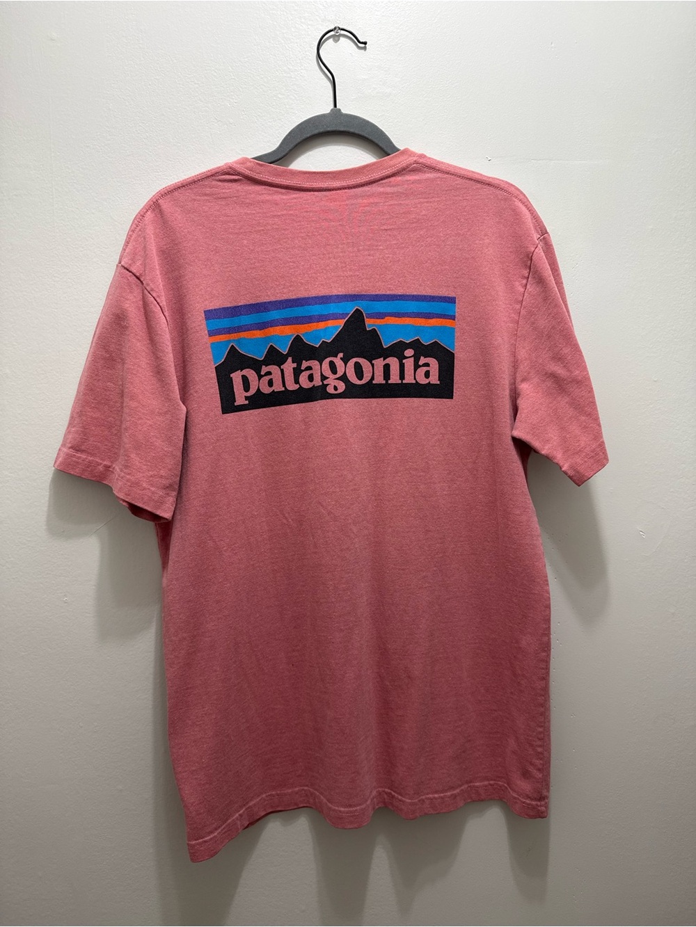Patagonia Men's T-Shirt Responsibili-Tee Short Sleeve Logo Pink ACK Red